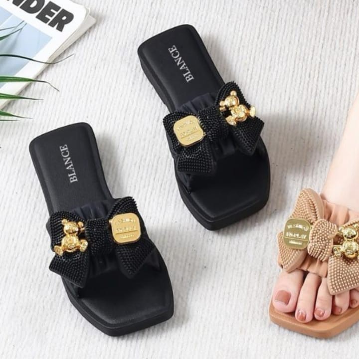 POPmaker shop Sandal Selop Wanita YU73 - Sandal Lucu Karet Jelly dengan Variasi Pita Cantik, Desain Minimalis, Nyaman dan Ringan untuk Sehari-hari COD - Gambar 3