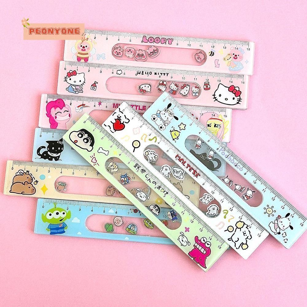 PEONYTWO Rocking Ruler, Multifunctional Cartoon Anime Straight Ruler ...