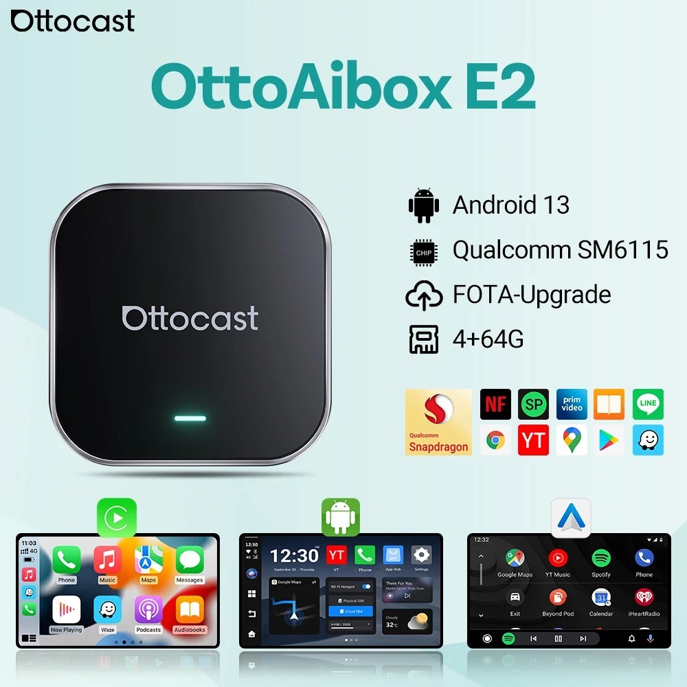 OTTOCAST Ottaibox E2 Carplay AI Box 4+64GB Qualcomm SM6115
