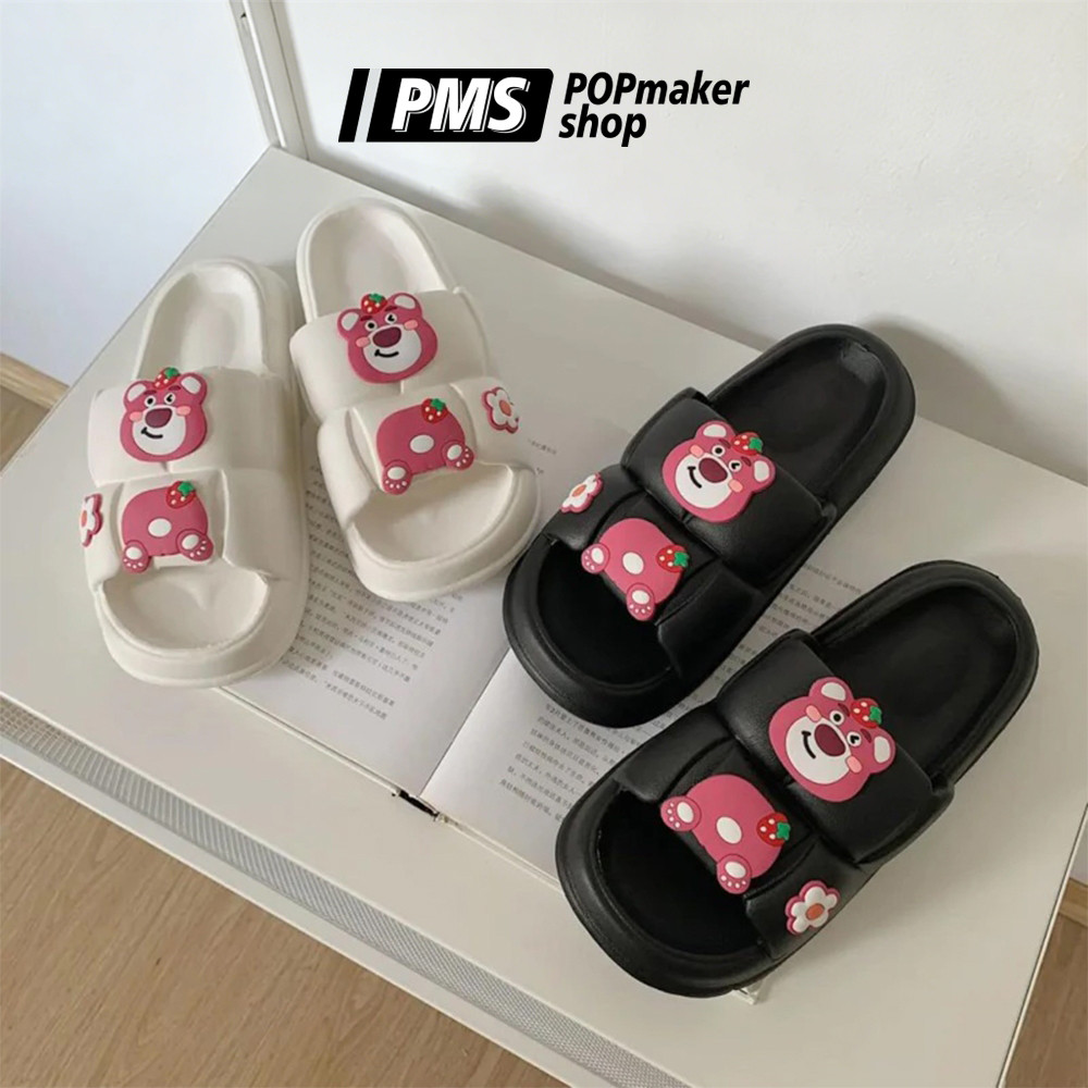 POPmaker shop Sandal Slop Wanita SP48 - Desain Flat Santai dengan Gaya Fashion Trendy, Ringan & Non-Slip untuk Outdoor & Rumah, Sandal Karet / Rubber Empuk, Nyaman Dipakai Sehari-hari COD