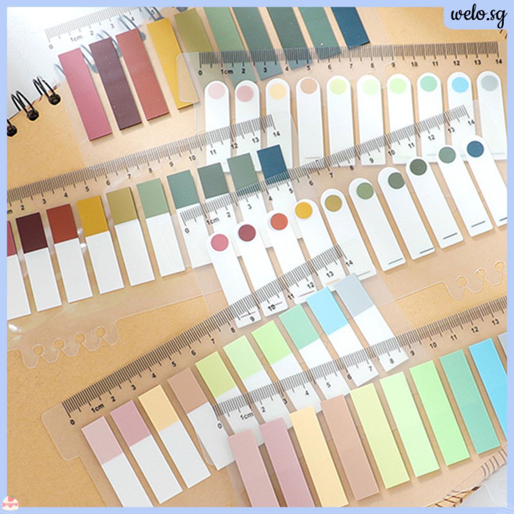 200 sticky notes with ruler, morandi, color Post-it labels, sorting ...