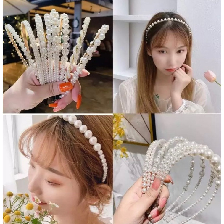 POPmaker Bando Mutiara Korea Elegan Wanita - Gambar 4