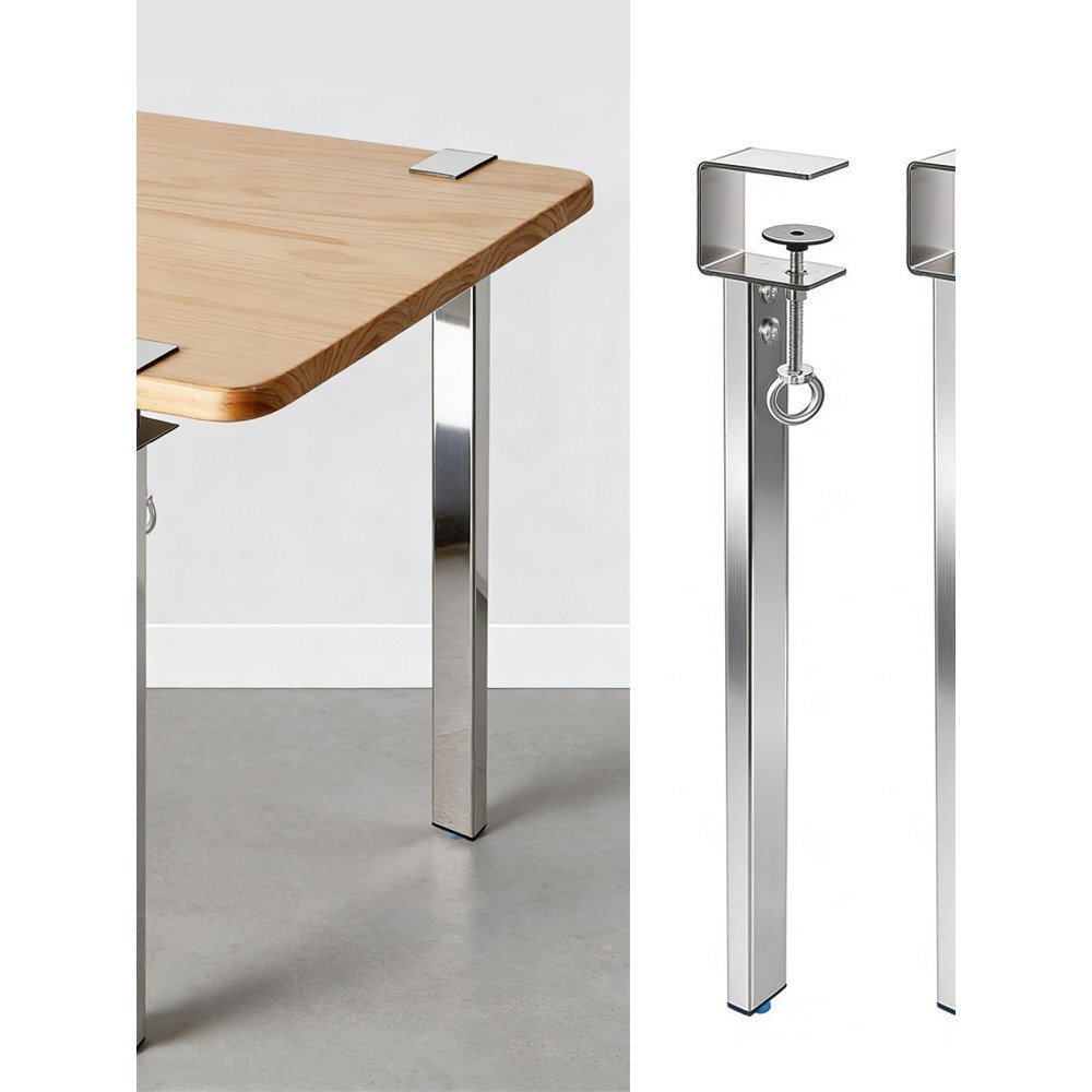 No-Drill Stainless Steel Table Legs Detachable Support Table Feet F ...