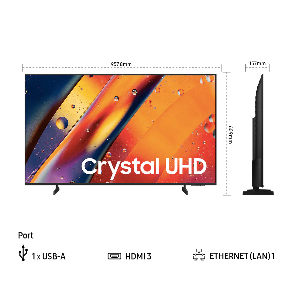 Samsung 43" Crystal UHD 4K UE100F 4K Smart TV - Gambar 2