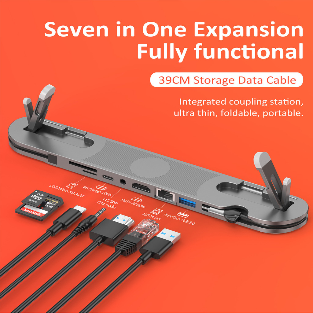 Integrated Folding Bracket Docking Station Seven-in-One typec Docking ...
