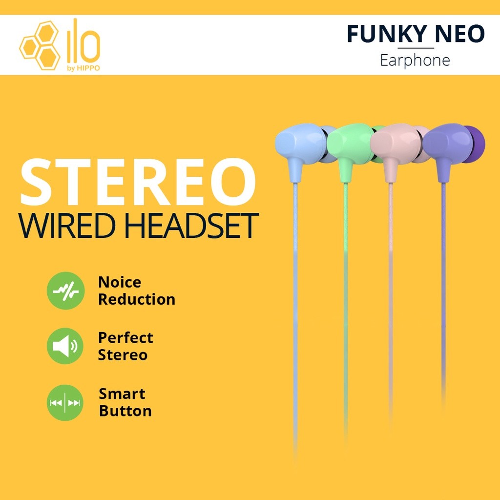 Hippo Handsfree Funky Neo Earphone Stereo Wired Headset - Gambar 2