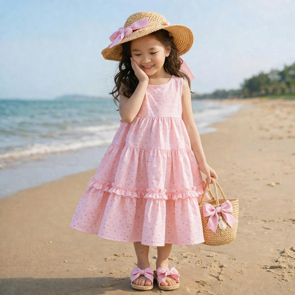 Váy Bé Gái Size Đại 12 Tuổi - Đầm Bé Gái Chất Cotton Thoáng Mát Mùa Hè - Thời Trang Trẻ Em MOONBE - Váy Trẻ Em Họa Tiết