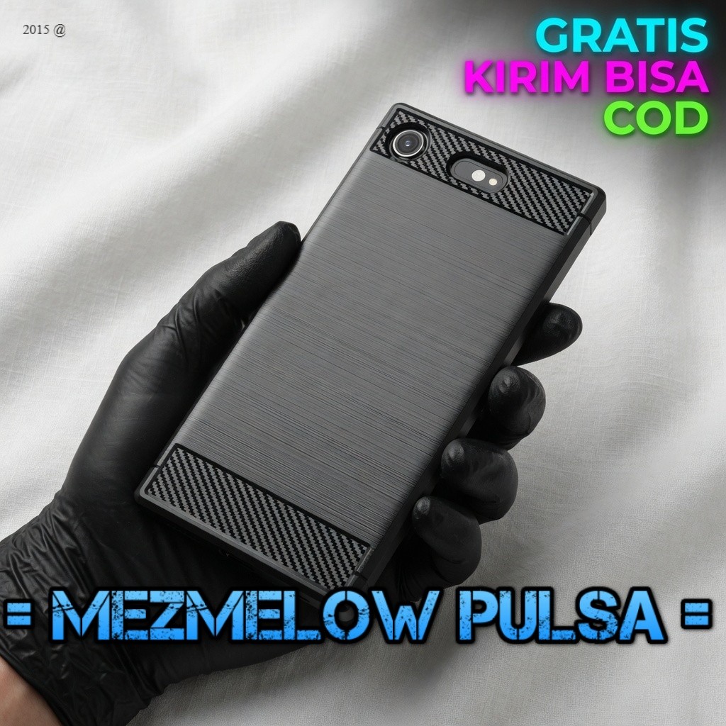 Casing Caseng Silikon Fiber Carbon Softcase Sony Xperia XZ1 Compact / XPERIA XZ1 MINI