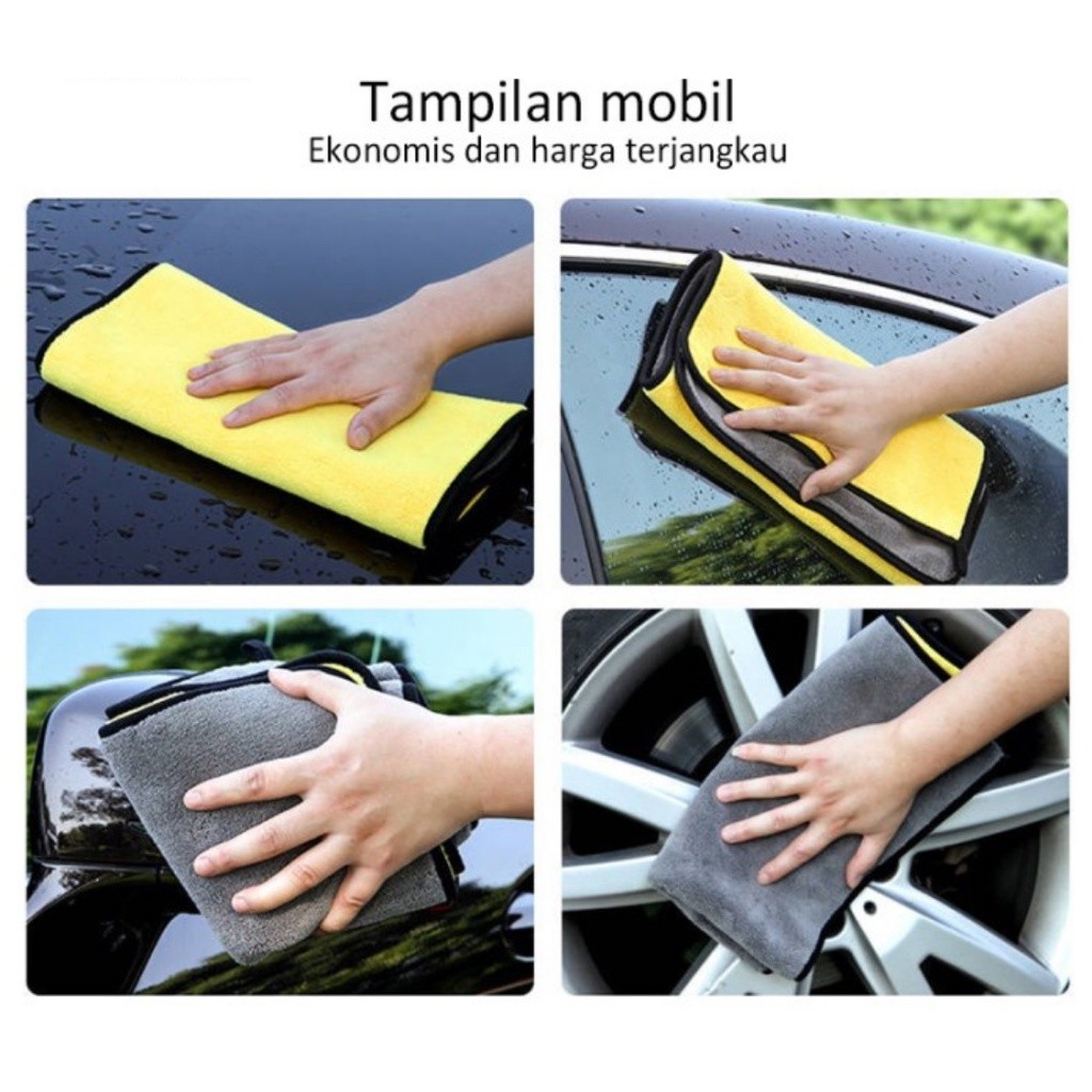 KAIN LAP MICROFIBER MOBIL MOTOR KUNING HITAM 25X25 - Gambar 4