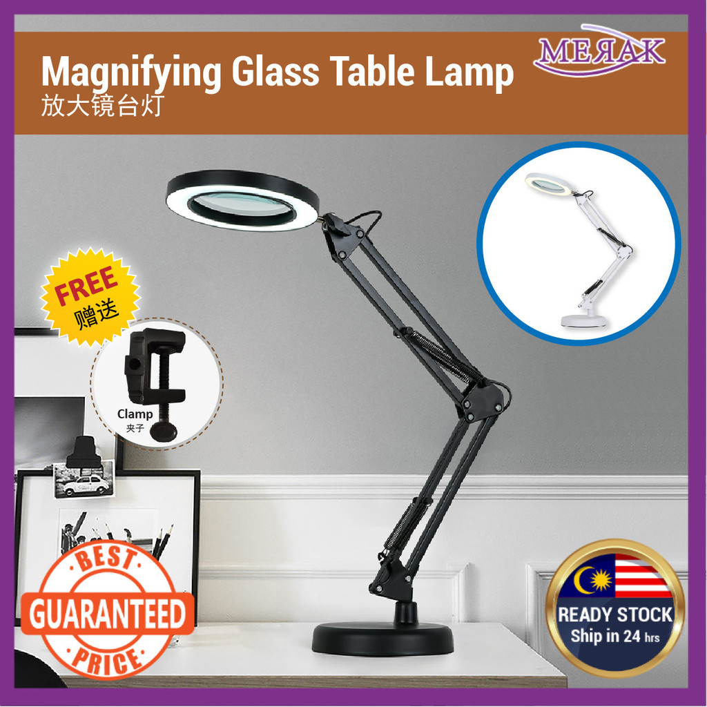 10X Magnifying Glass Table Lamp Magnifier LED Light 10 Levels ...