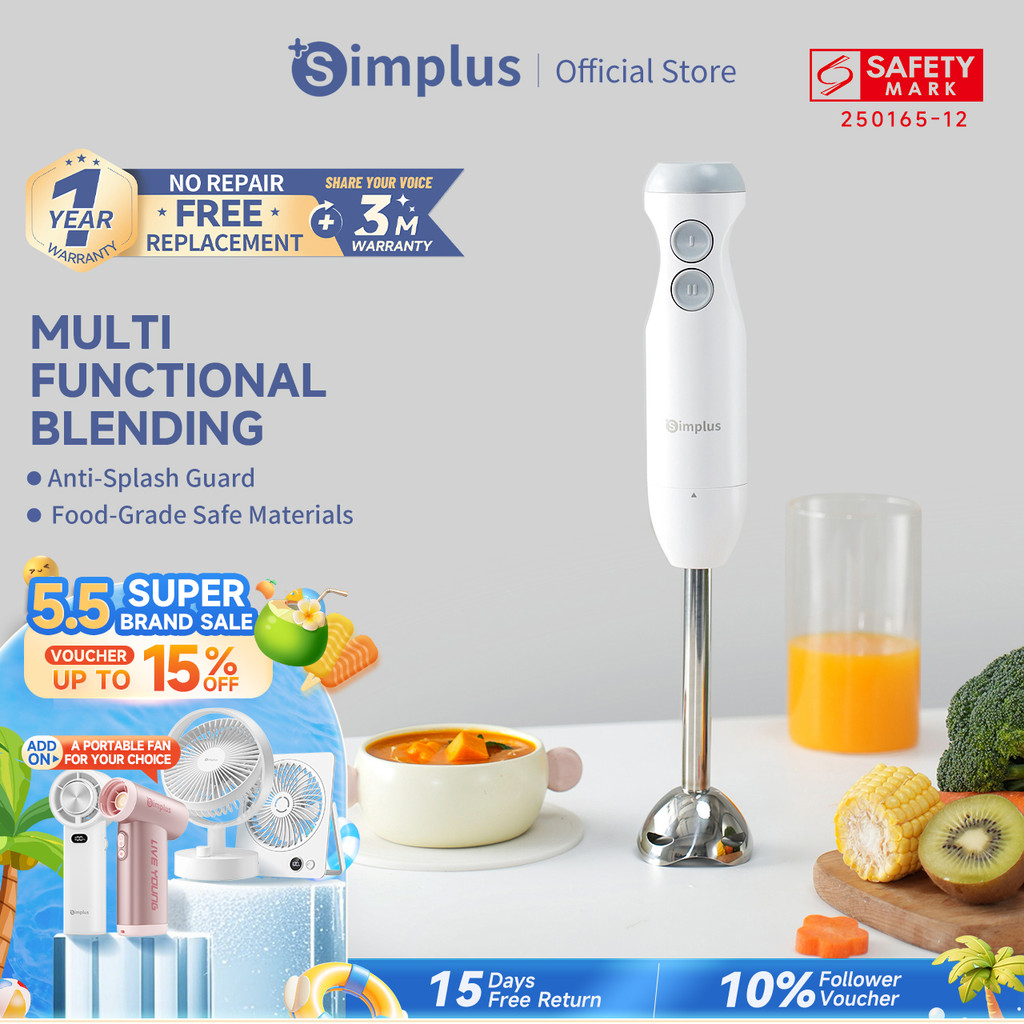 Simplus Handheld Immersion Blender 4-In-1 JBBA003 | Shopee Singapore