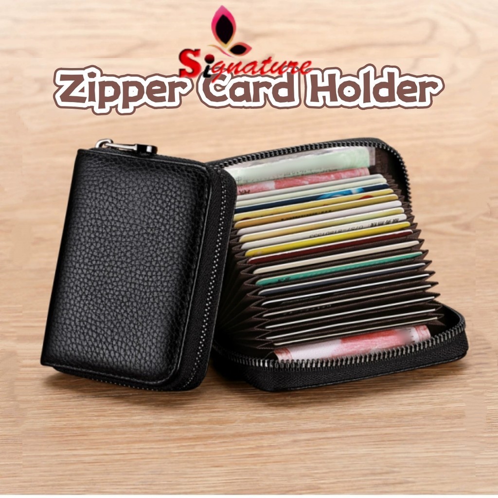 Zipper Card Holder Wallet Leather Credit Card ATM ID Card Case Zip Coin ...