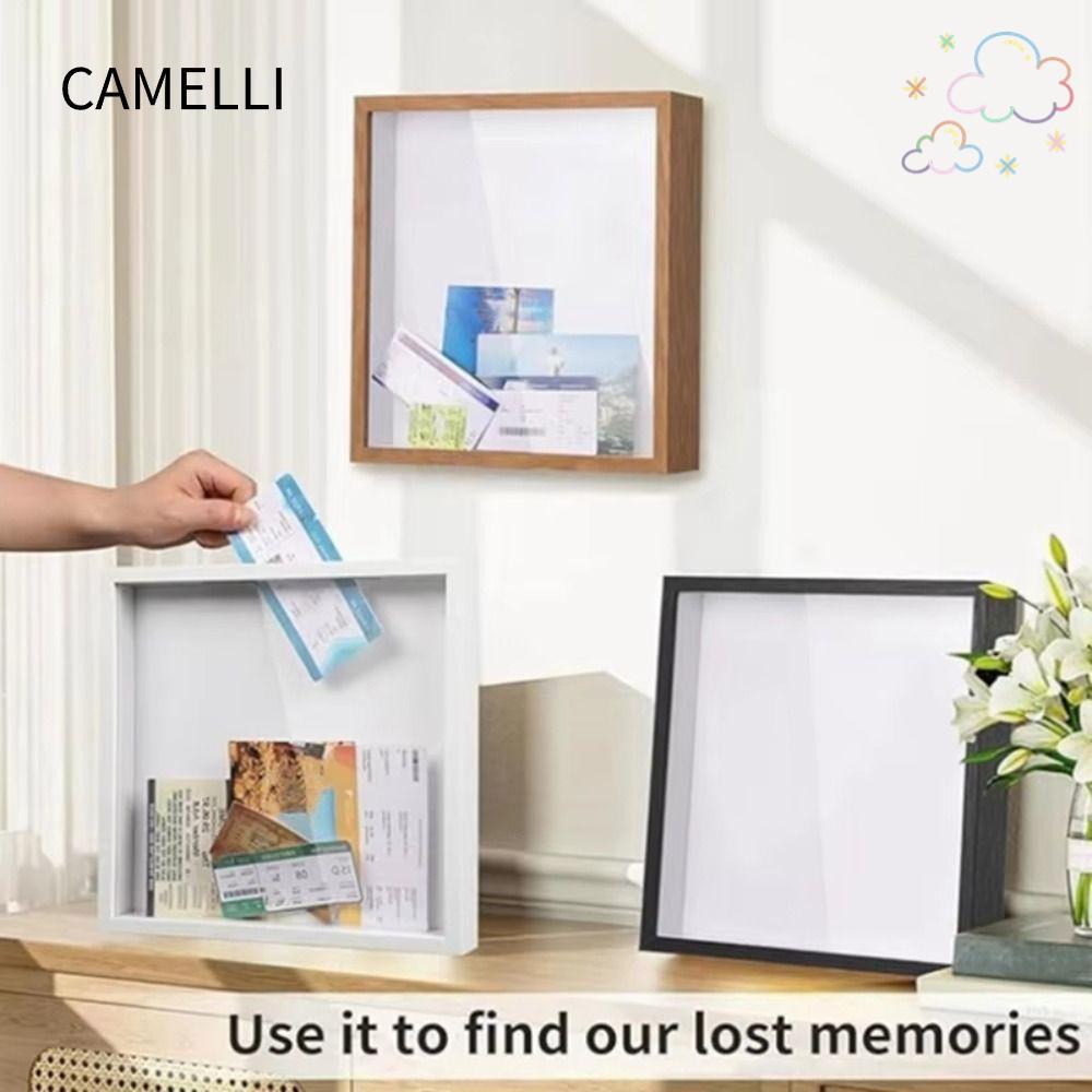 CAMELLI Travel Shadow Box, Top Loading Wall Mounted Ticket Shadow Box ...