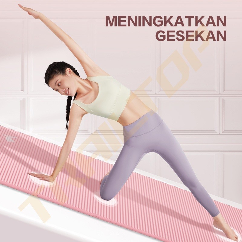 Paus Biru - Yoga Mat NBR Tebal 10mm Matras Olahraga Anti Slip 185x61cm / Karpet Yoga Elastis Tahan Panas & Minyak / Matras Senam Fitness Gym Empuk Nyaman Untuk Tulang Ekor Free Tas - Gambar 3