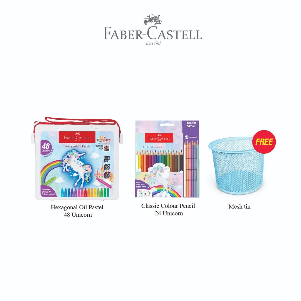Faber-Castell Unicorn Stationery Oil pastel set 48 dan pensil warna set 24