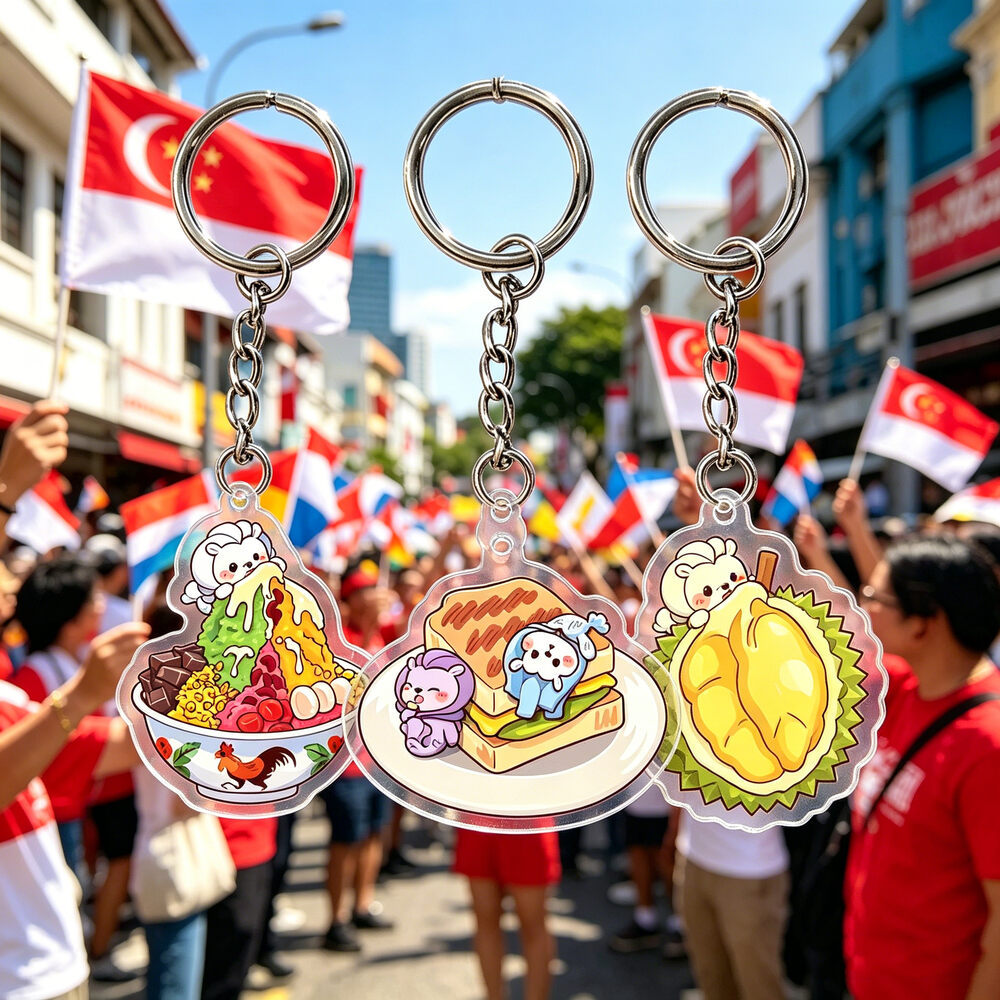 Singapore National Day Acrylic Keychain Souvenir, Singapore Food Design ...