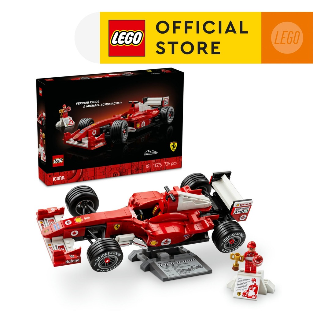 LEGO Icons 11375 Ferrari F2004 & Michael Schumacher (735 Pieces), Mainan Anak Laki-Laki, Mainan Mobil, Block