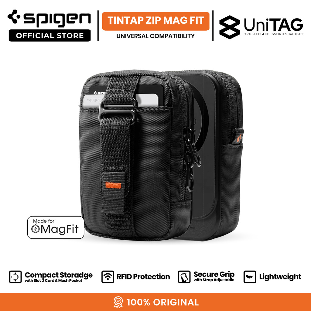 SPIGEN Pouch Tintap Zip Magfit Portable Organizer Compact RFID Secure Magnetic Wallet