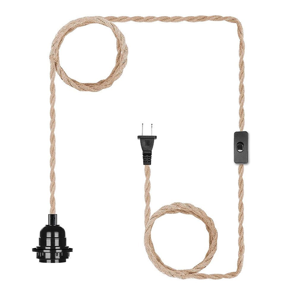 Old-style Lamp Cord with Switch Plug Hemp Rope Pendant Light Kit ...
