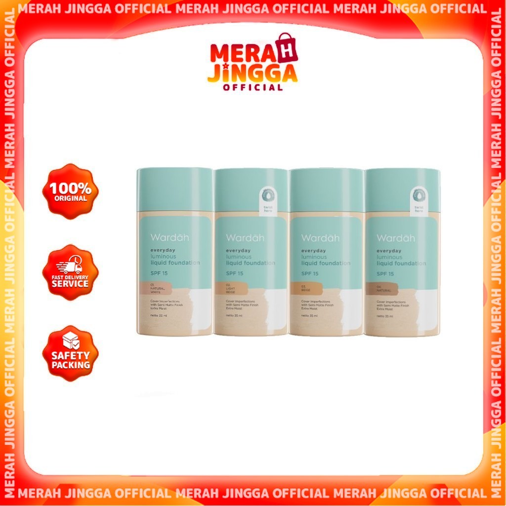 Wardah Everyday Luminous Liquid Foundation - Cair Dengan Hasil Matte / Merah Jingga Official