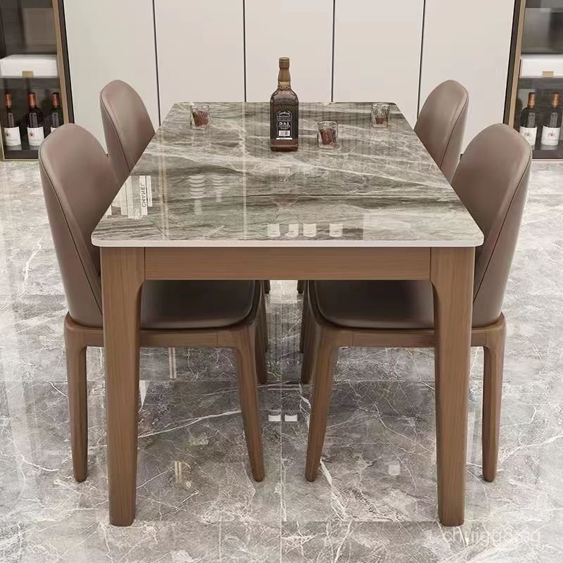 Italian Style Rock Slab Dining Table and Chair Set Modern Dining Table ...