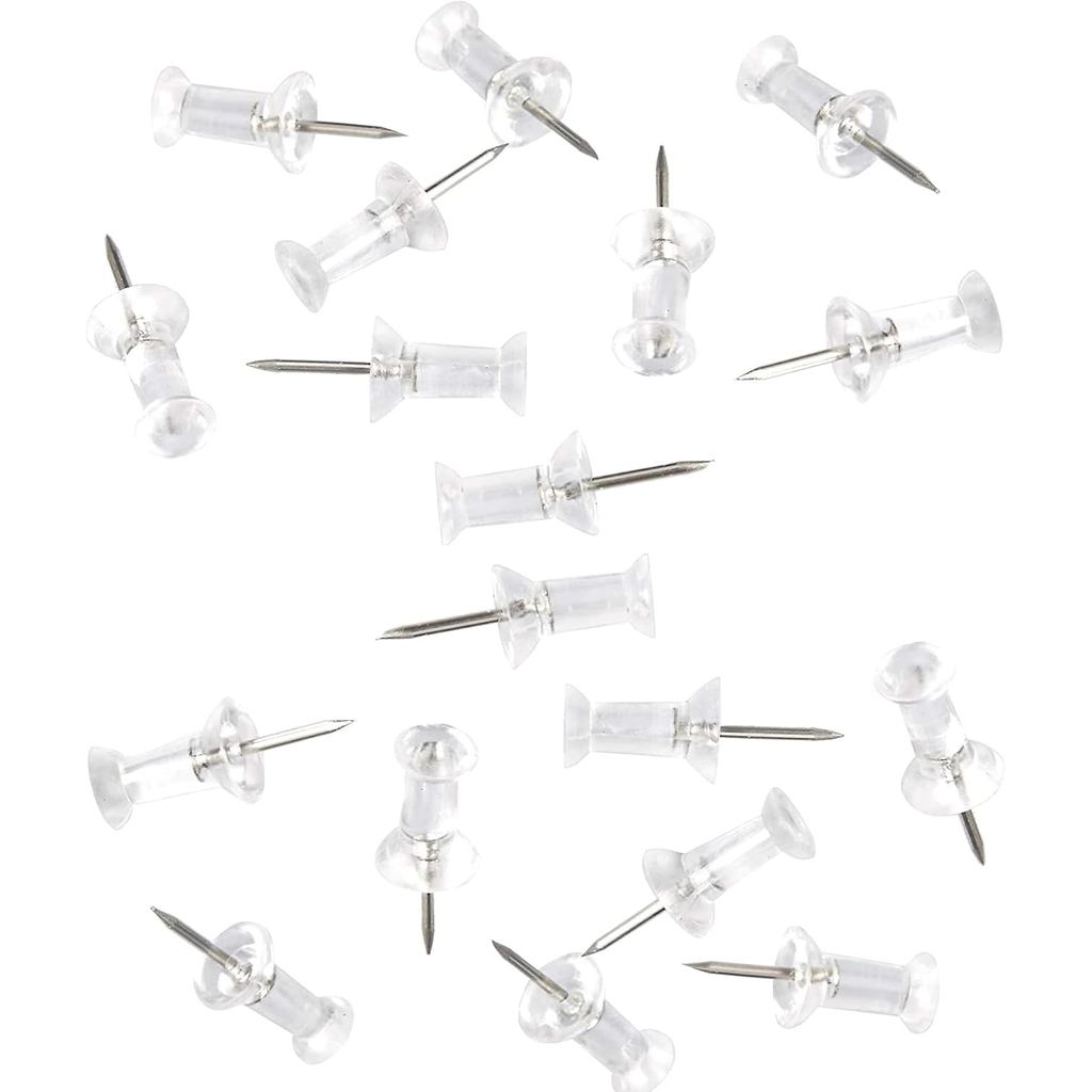 100-Pack Push Pins Tacks, Clear Plastic Head, Steel Point,Thumb Tacks ...