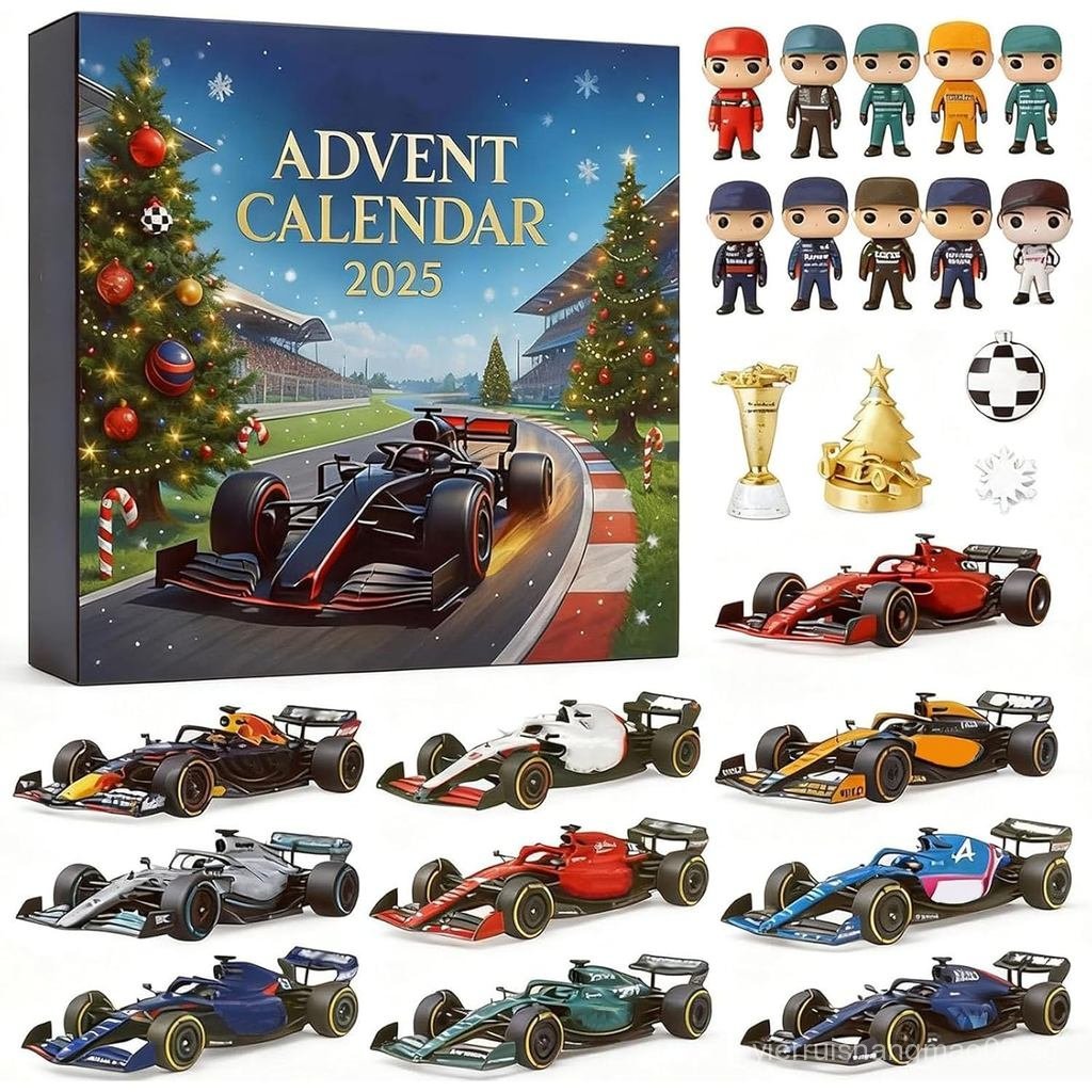 Advent Calendar 2025 with 24 Mini Car Models, Collectible Racetrack ...