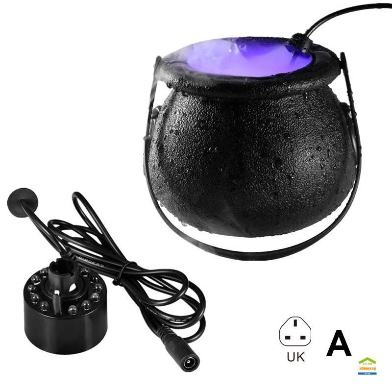 Halloween Witch Cauldron Pot and 12LEDs Color Changing Mist Maker Fog ...