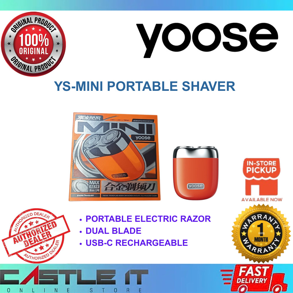 Yoose YS-MINI Shaver Lava Orange | Portable Electric Razor | Dual Blade ...