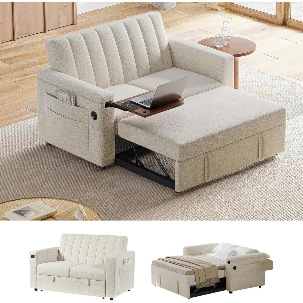 3 In 1 Convertible Sleeper Sofa Bed,futon Couches For Living Room With ...