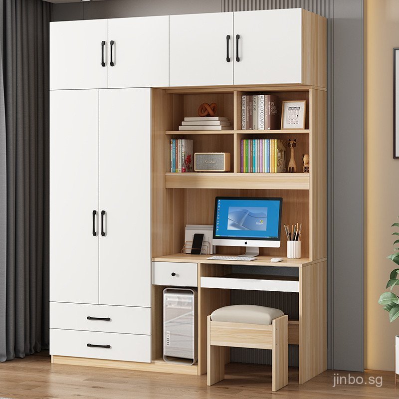 K8Computer Desk with Wardrobe, Simple Desktop Bedroom Combination ...