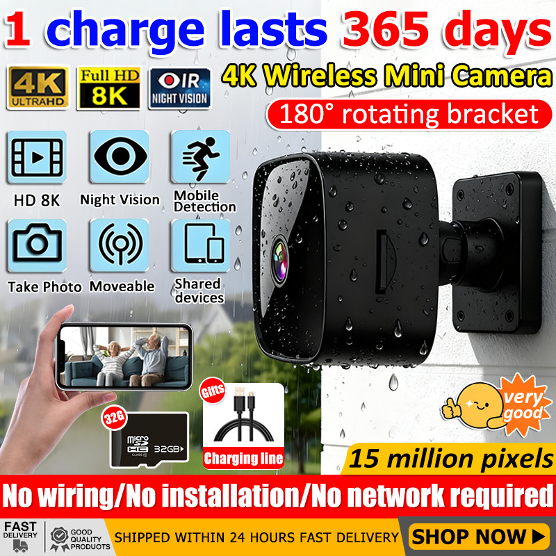 【24 hours delivery】4K cctv wireless camera 180° WiFi wide angle night ...