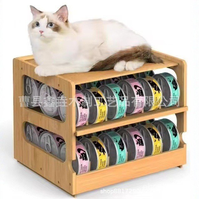 Bamboo Cat Can Storage Rack Pet Can Rack Food Storage Room Storage Can ...