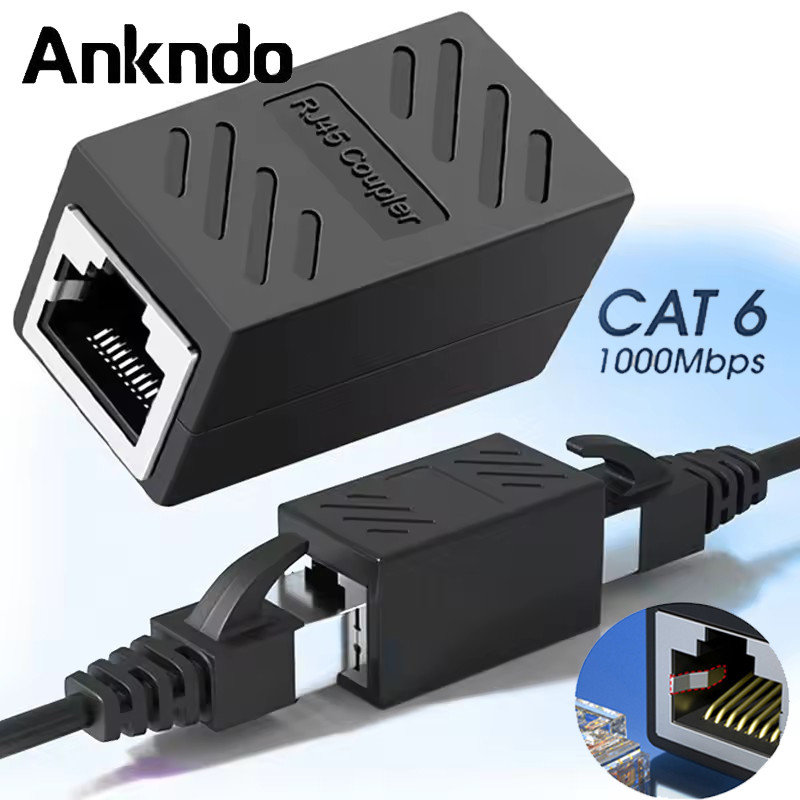 Ankndo RJ45 Ethernet Cable Extension Converter Female To Female Network ...