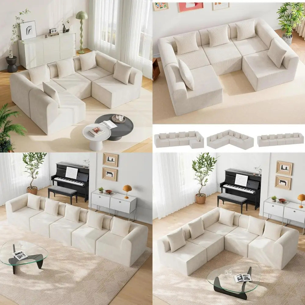 146'' Modular Sectional Couches For Living Room With Deep Seat, L-shape ...