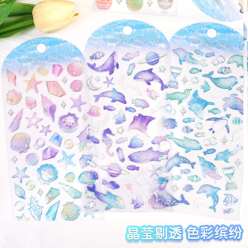Japanese Style Ocean Style Crystal Stickers Shell Fish Children Reward ...