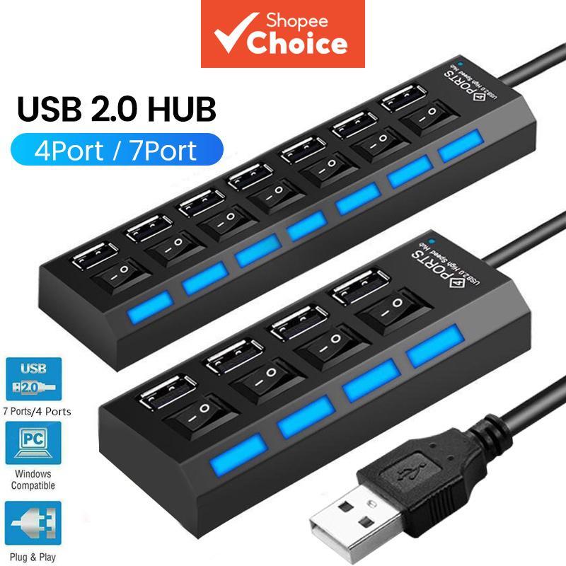 4/7 Ports USB2.0 HUB High Speed Multi USB Splitter Hub Power Adapter ...