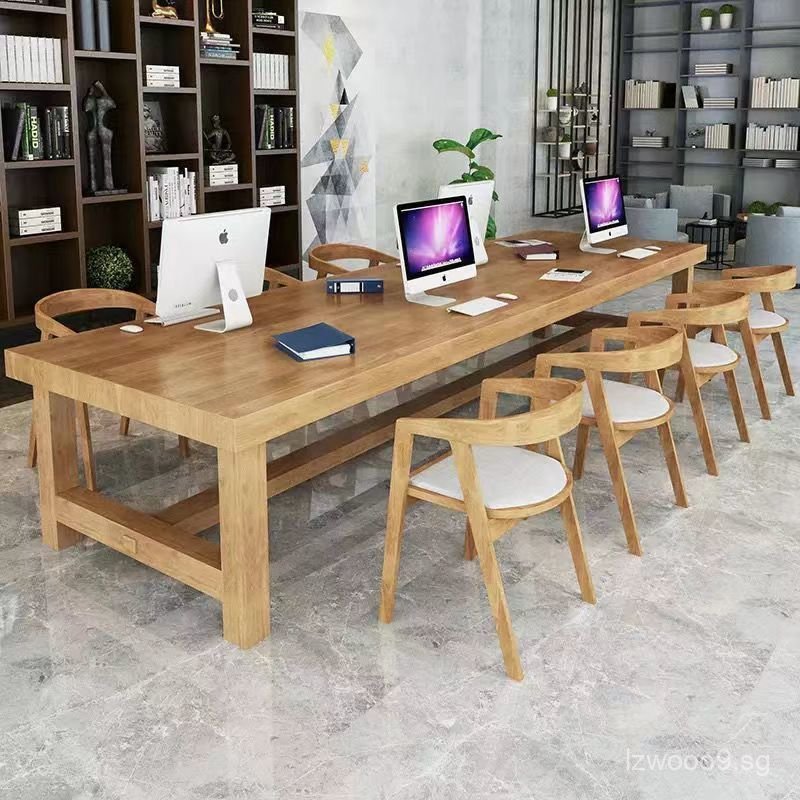 Solid Wood loft Conference Table Workbench Computer Desk Negotiation ...