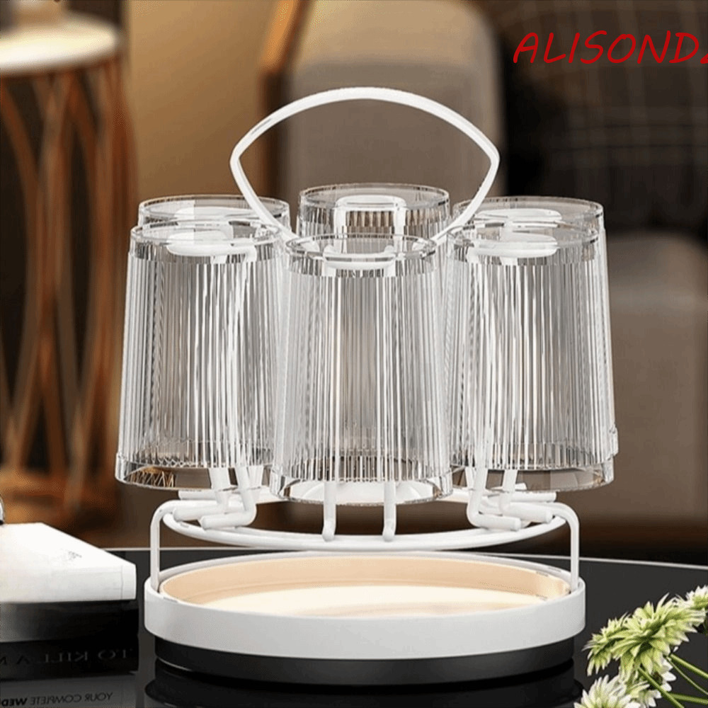 ALISONDZ Glass Holder, 360° Rotation Space-saving Cup Drain Rack, Dish ...