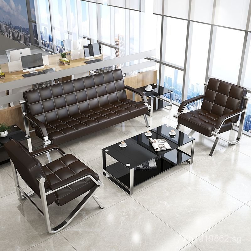 Three-Seater Reception Sofa Set Simple Office Coffee Table Modern ...