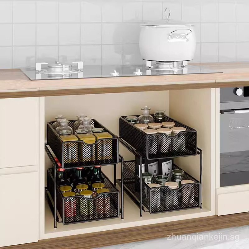 Under Sink Storage Rack Kitchen Cabinet Layered Rack Pull-out Storage ...