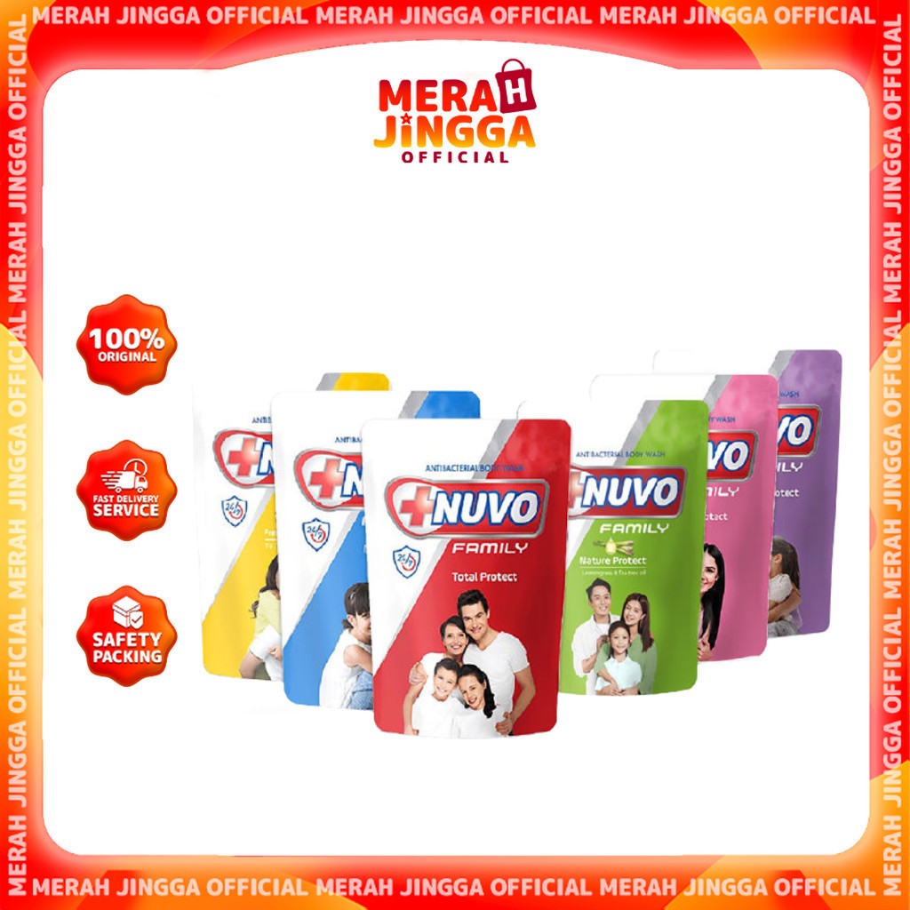 NUVO Family Sabun Mandi Cair Pouch Refill 400ml Series / Merah Jingga Official