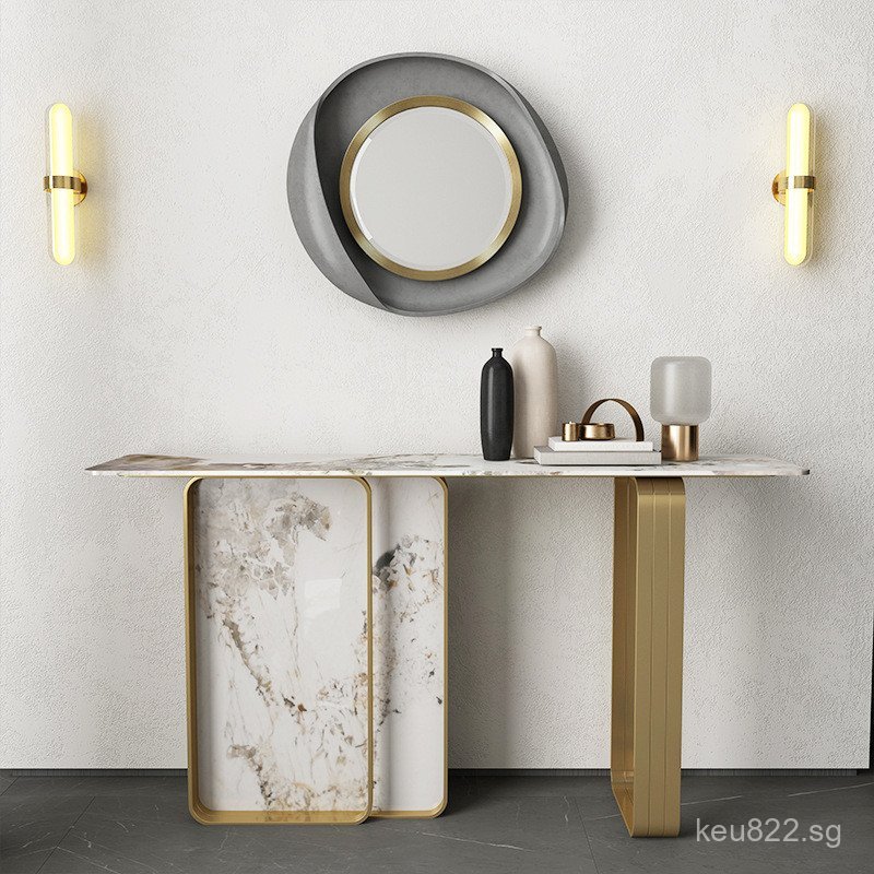Slate Entryway Table Wall-Mounted Stainless Steel Marble Italian Style ...