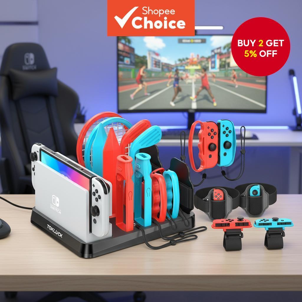 Nintendo Switch/OLED Console & Joy-Con Sports Kit with Storage Station ...
