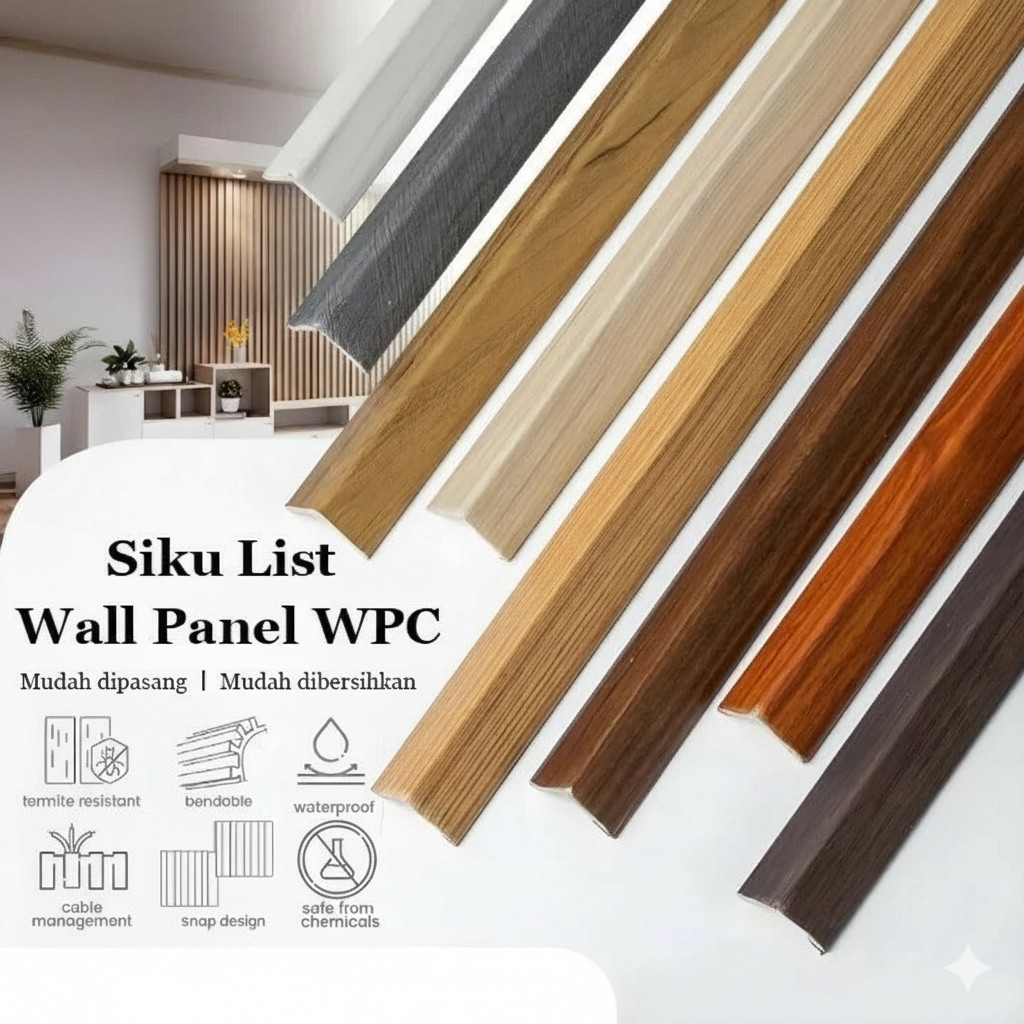 SIKU L-Shaped Corner List WPC Wood Panel PVC Wallpanel Cover Size 1M ...