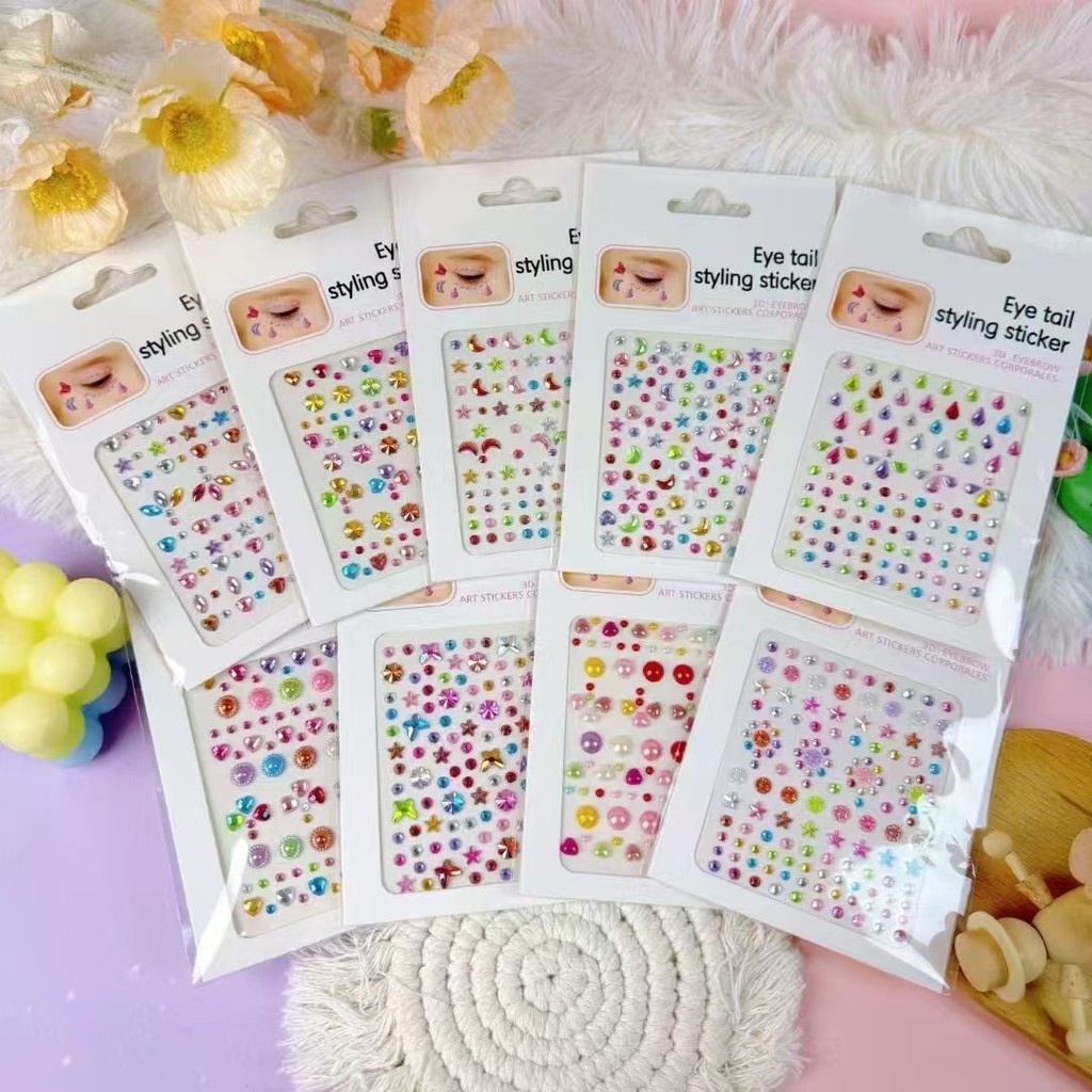 Stiker Wajah 3D Kupu Bunga Untuk Cosplay Makeup - Gambar 2