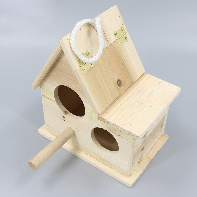 Triangular House-Shaped Solid Wood Parrot Breeding Box/Nest Box/Bird ...