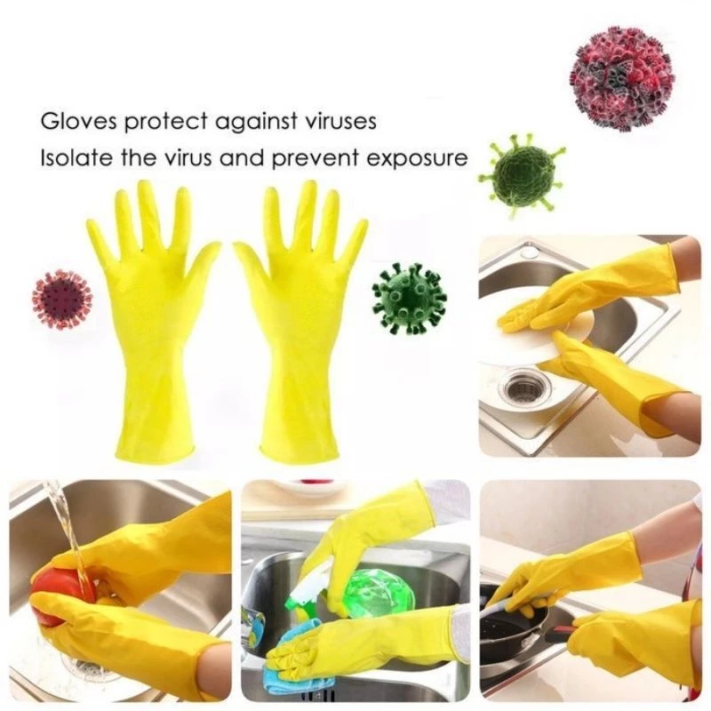 SARUNG TANGAN KARET LATEX KUNING TEBAL 1 SET=SEPASANG KANAN-KIRI - Gambar 3