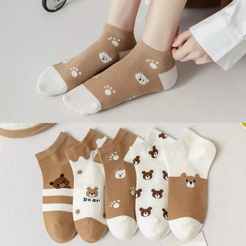 POPmaker shop Kaos Kaki Korean Style Bear Brown - Desain Unisex yang Stylish, Nyaman untuk Sehari-hari cod - Gambar 3