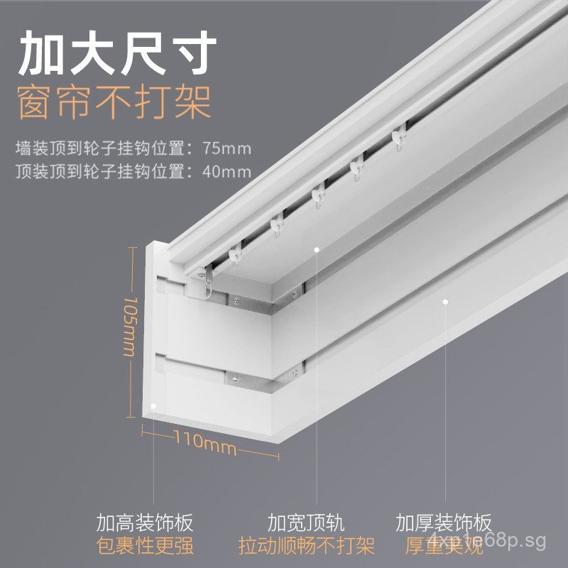 I9AT Curtain Box Track Integrated Baffle Sliding Rail Blocking Single ...